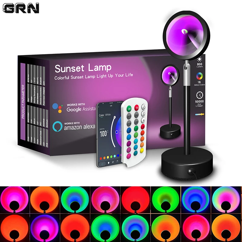 Smart Home Sistem - Slimme Led Zonsonderganglamp Kleurrijke Veranderende Bluetooth-App