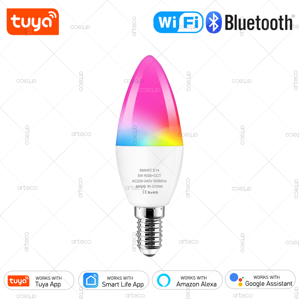 Smart Home Design - Tuya E14 Kaarslamp Smart Life App-bediening