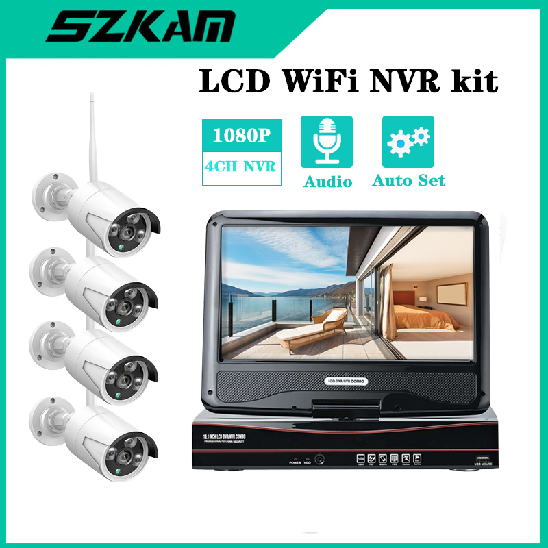 Security Ip Camera - Draadloze 4-kanaals NVR-kit met 10 inch