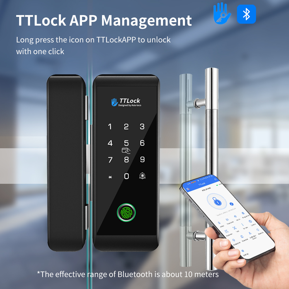 Smart Home Door Lock - TTLOCK Smart Glass lock Vingerafdrukherkenning 13,56