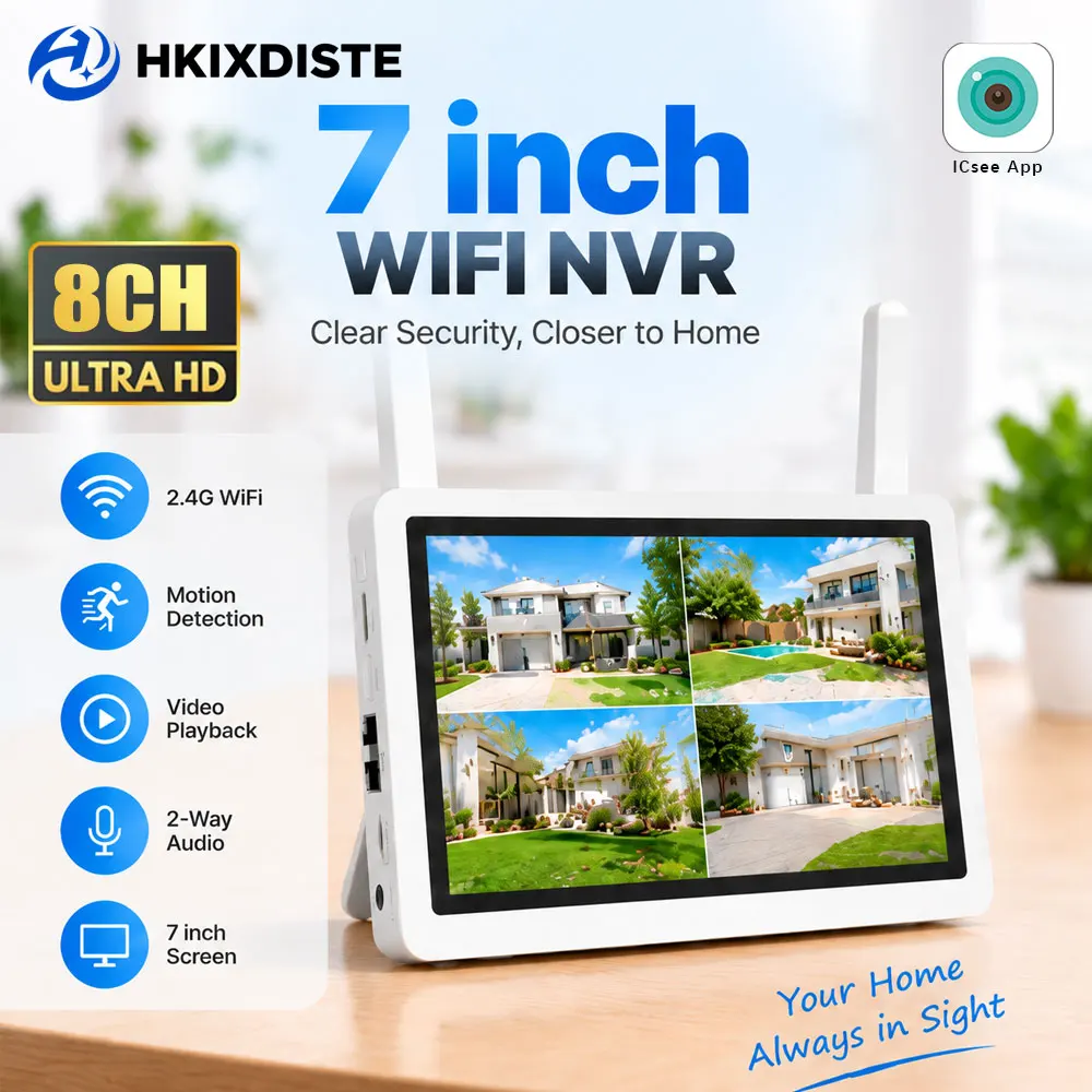 7 inch 8CH 5MP WiFi NVR beveil - Security Ip Camera recensie en prijs