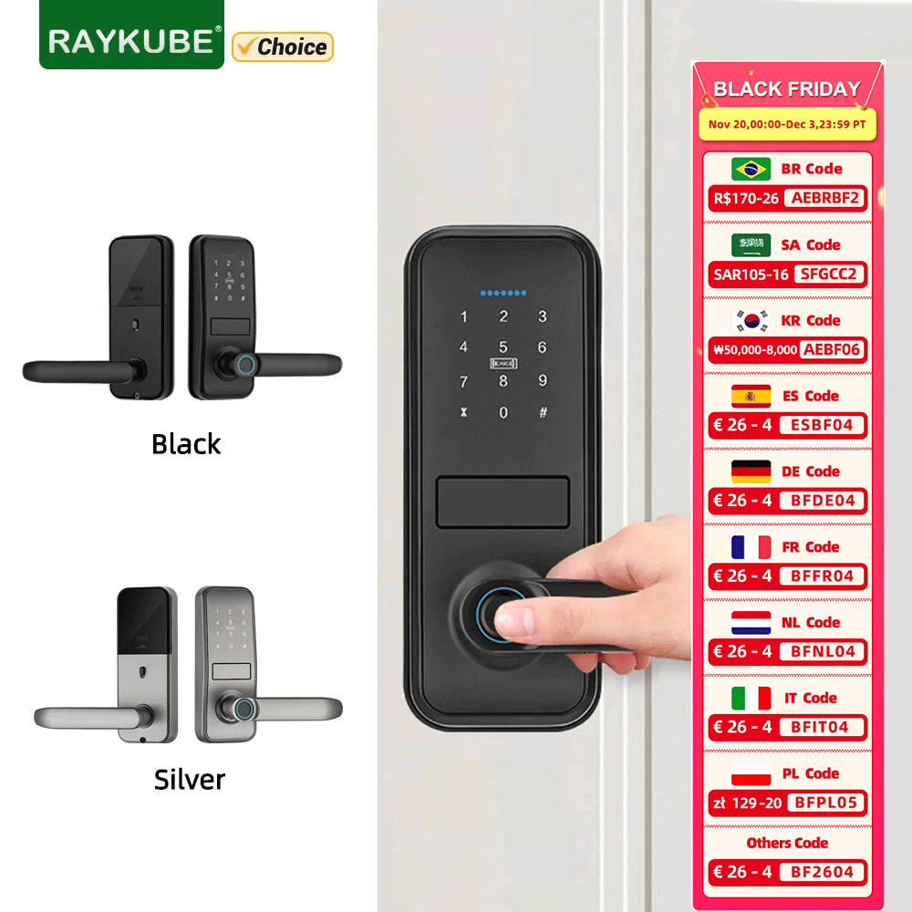 RAYKUBE P13 Tuya BLE Slim biom - Smart Home Door Lock recensie en prijs