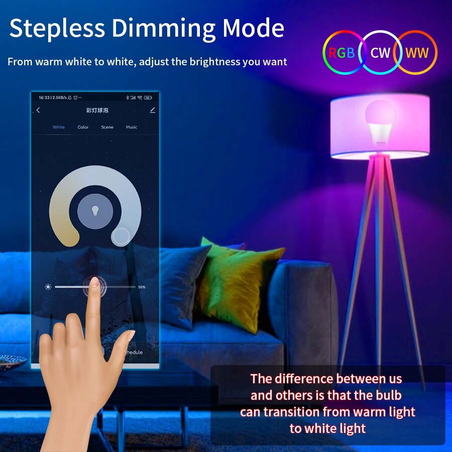 E27 WiFi Smart LED-lamp RGBCW  - Alexa Compatible Bulb recensie en prijs