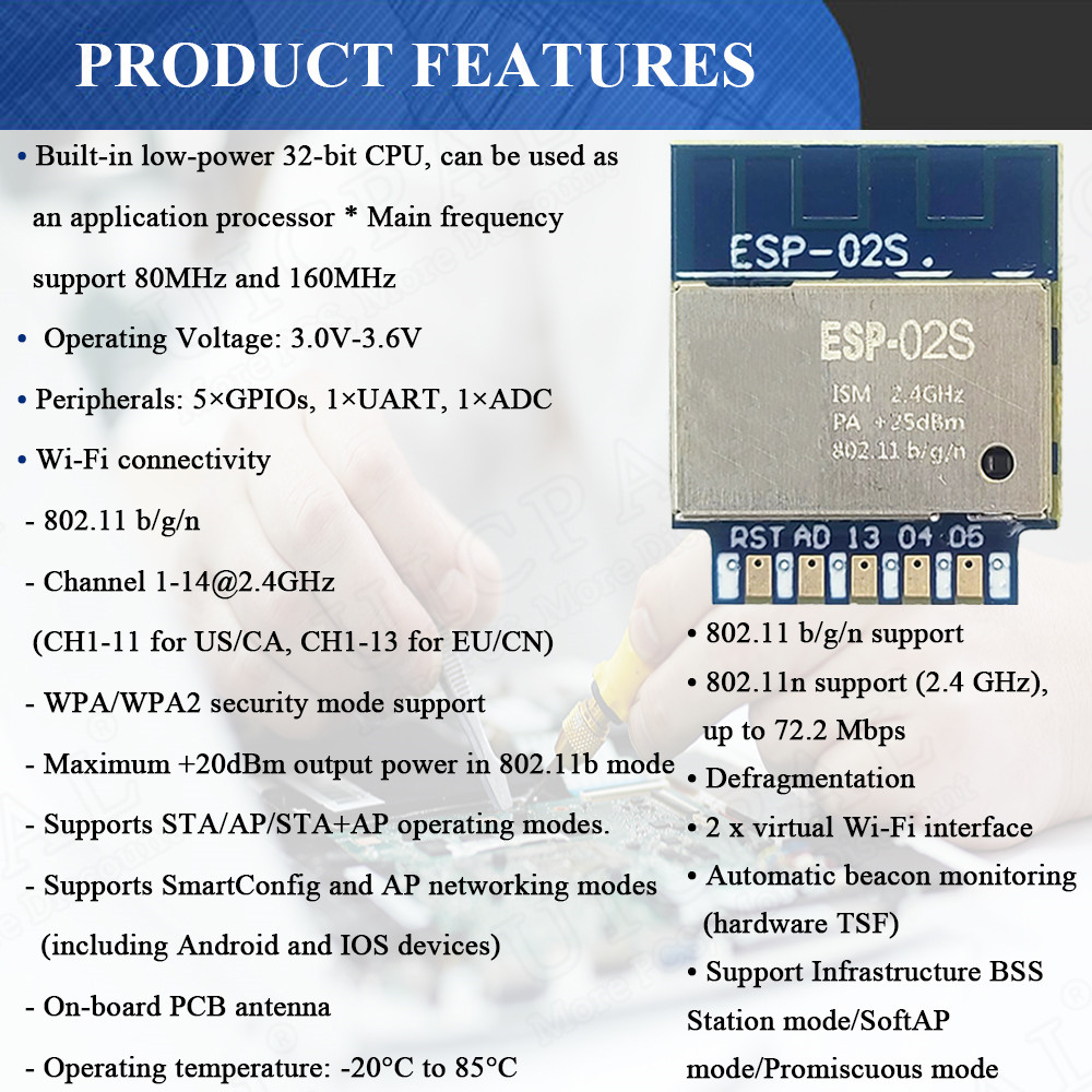 ESP-02S Seriële Draadloze 2.4G - Smart Home Esp8266 recensie en prijs